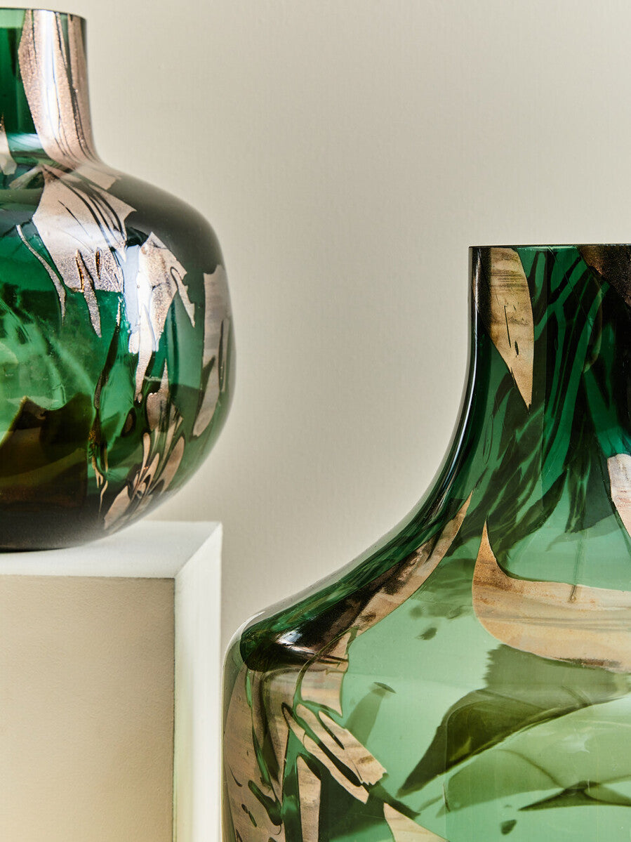 Herbie Green and Gold Large Glass Vase - Image 8