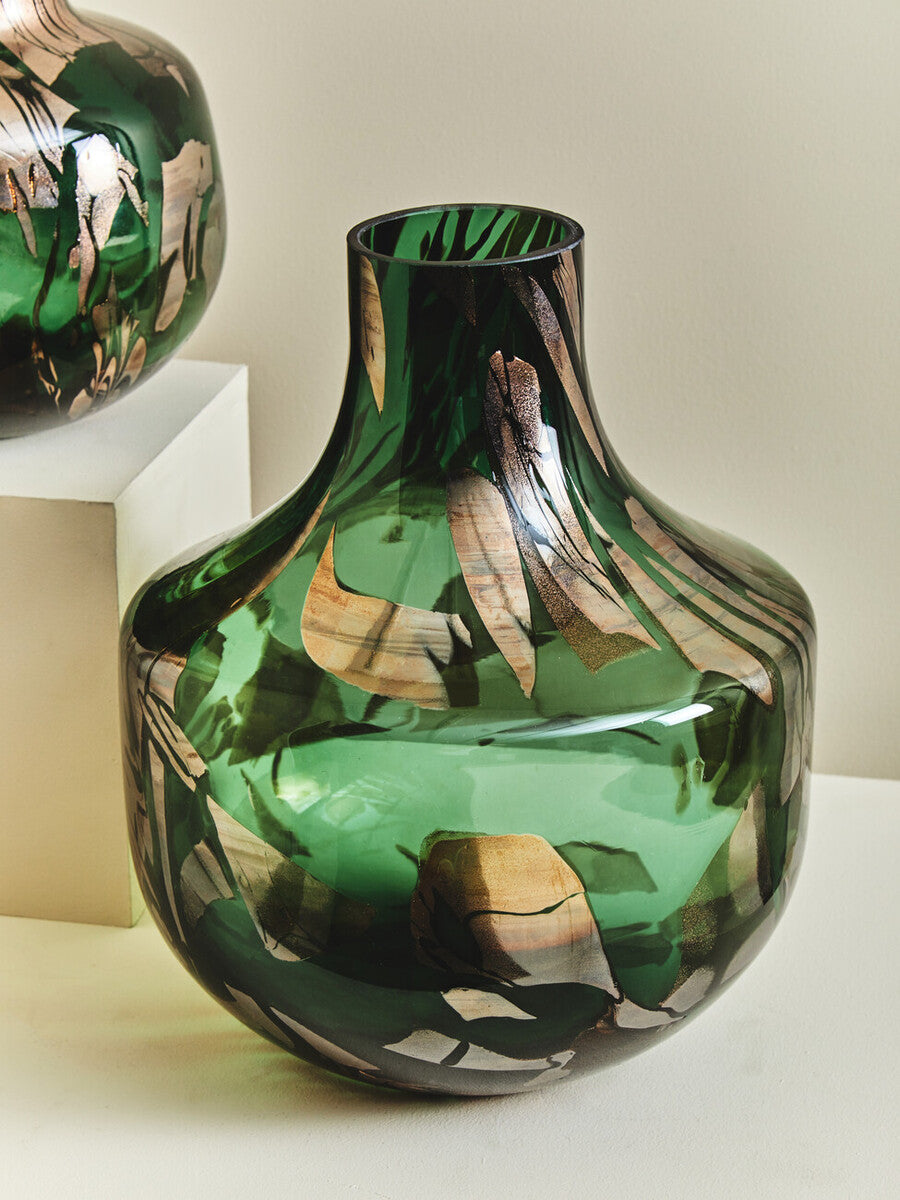 Herbie Green and Gold Large Glass Vase - Image 9