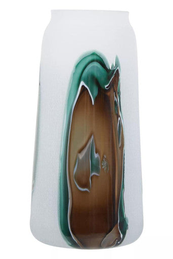 Hakan Tall Glass Vase with Marbled Design - Image 2