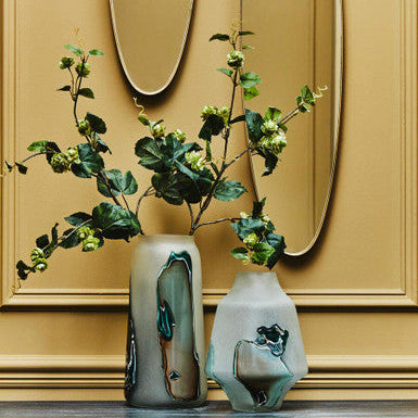 Hakan Tall Glass Vase with Marbled Design