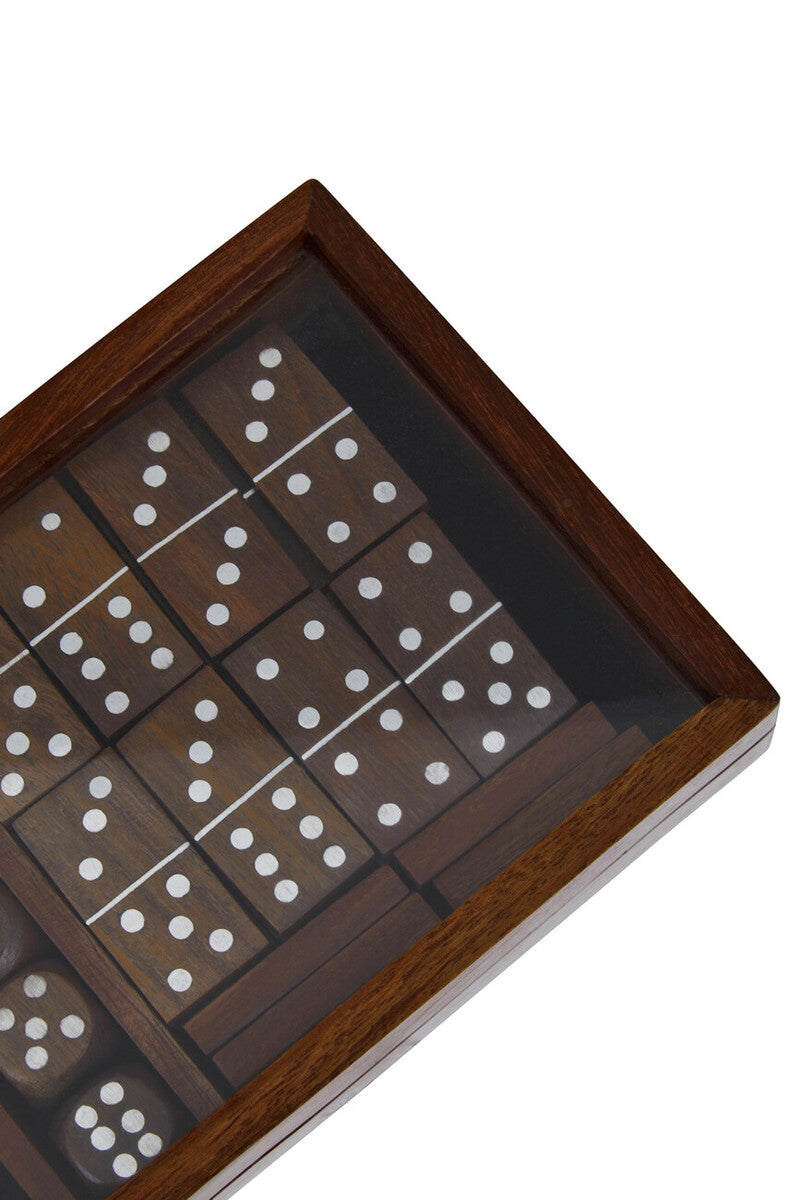 Churchill Games Brown Sheesham Wood Multi Game Set