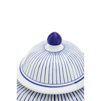 Damson Small White And Blue Ceramic Jar