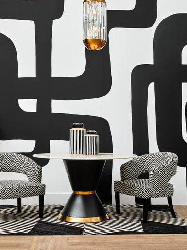 Doria Large Black And White Stripes Ceramic Jar