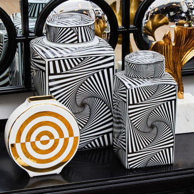 Doria Small Black And White Ceramic Jar - Image 2