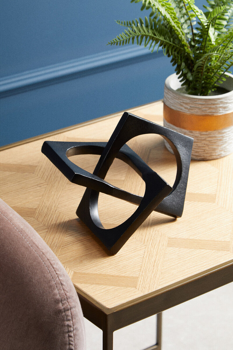 Prato Black Finish Square Knot Sculpture - Image 4