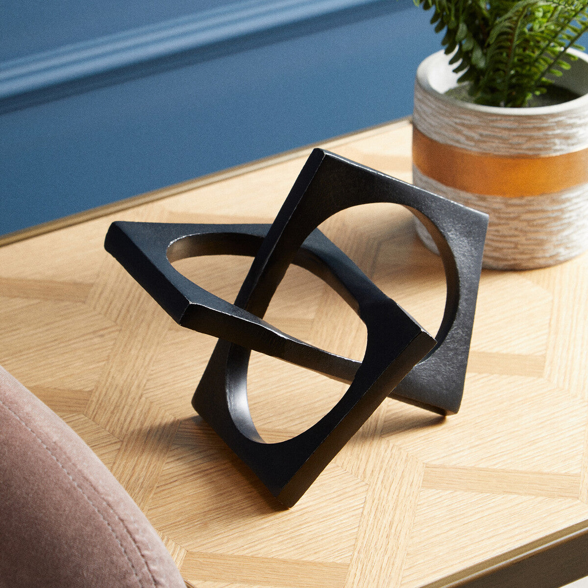 Prato Black Finish Square Knot Sculpture - Image 2
