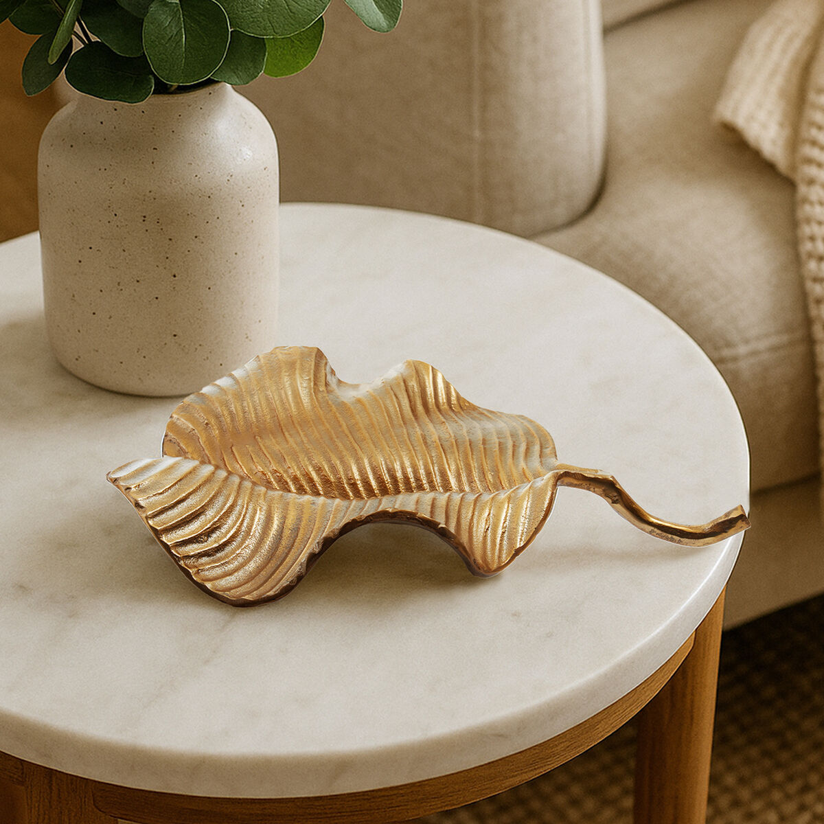 Prato Gold Finish Aluminium Leaf Dish - Image 2