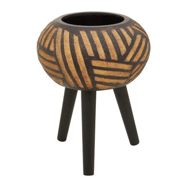Darnell Natural And Black Tapered Planter