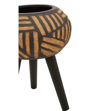 Darnell Natural And Black Tapered Planter