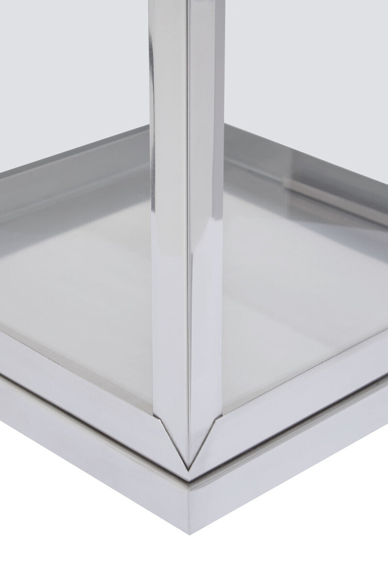 Herber Large Silver Steel With Hair On Leather Handle Lantern