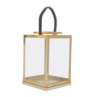 Herber Small Gold Steel With Hair On Leather Handle Lantern