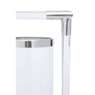 Lucita Double Silver Steel And Acrylic Candle Holder