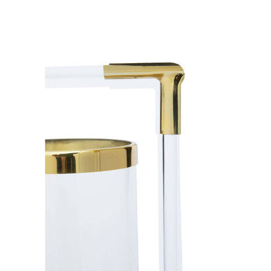 Lucita Double Candle Holder in Gold Finish and Acrylic