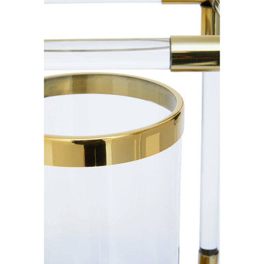 Lucita Double Candle Holder in Gold Finish and Acrylic