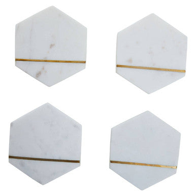 Sena Set Of Four White Marble Coasters