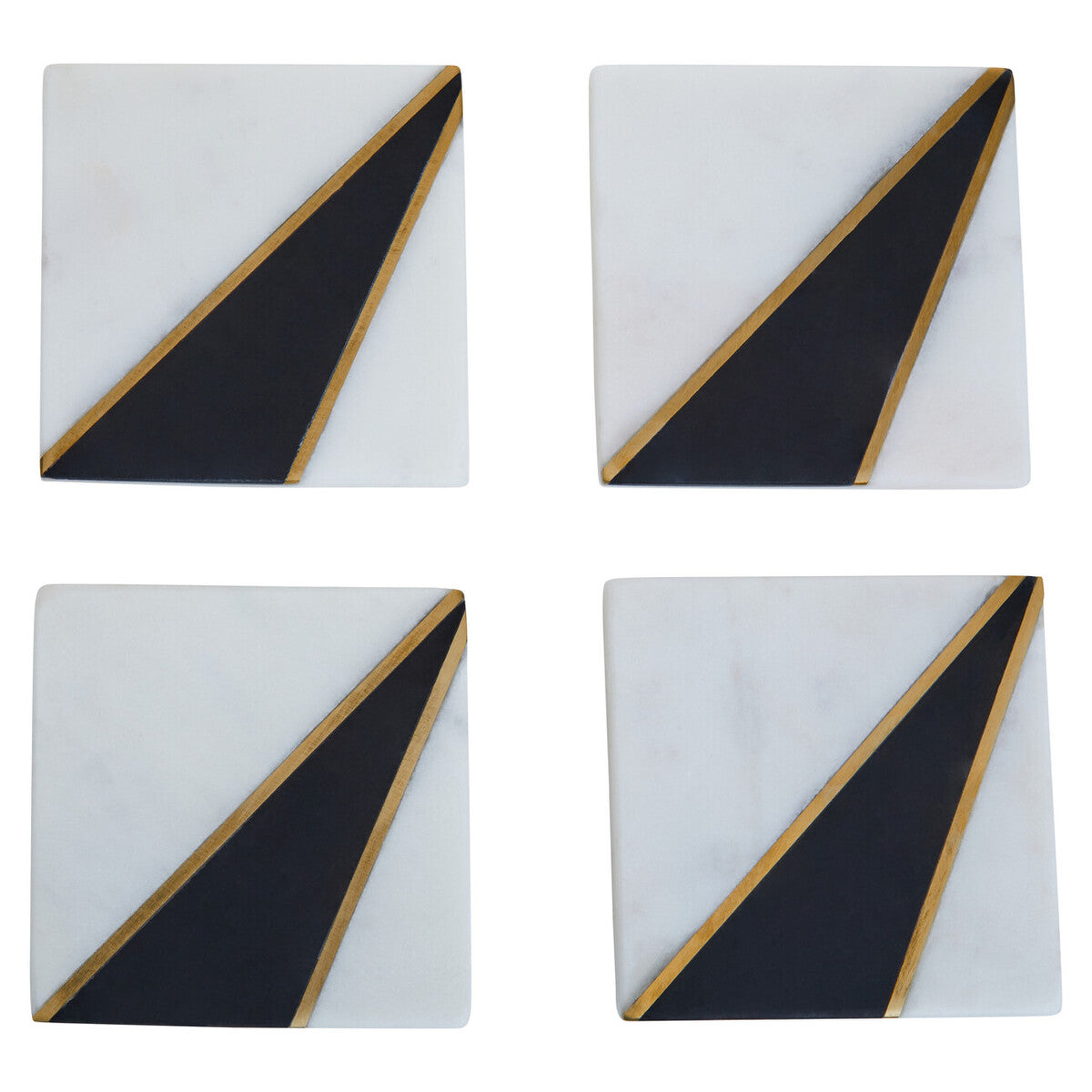 Omari Set of 4 White And Black Marble Coasters - Image 1