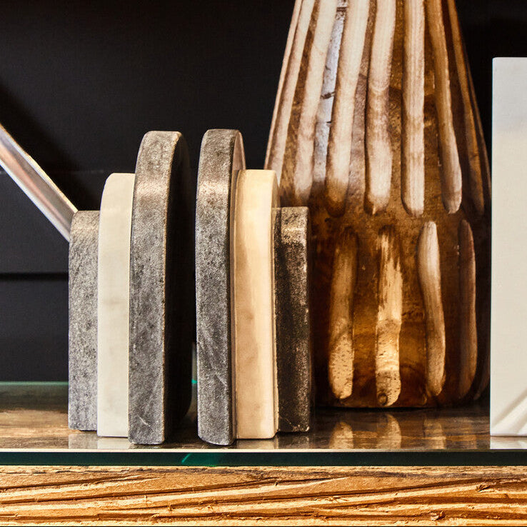 Oxana Black and White Marble Bookends - Image 2