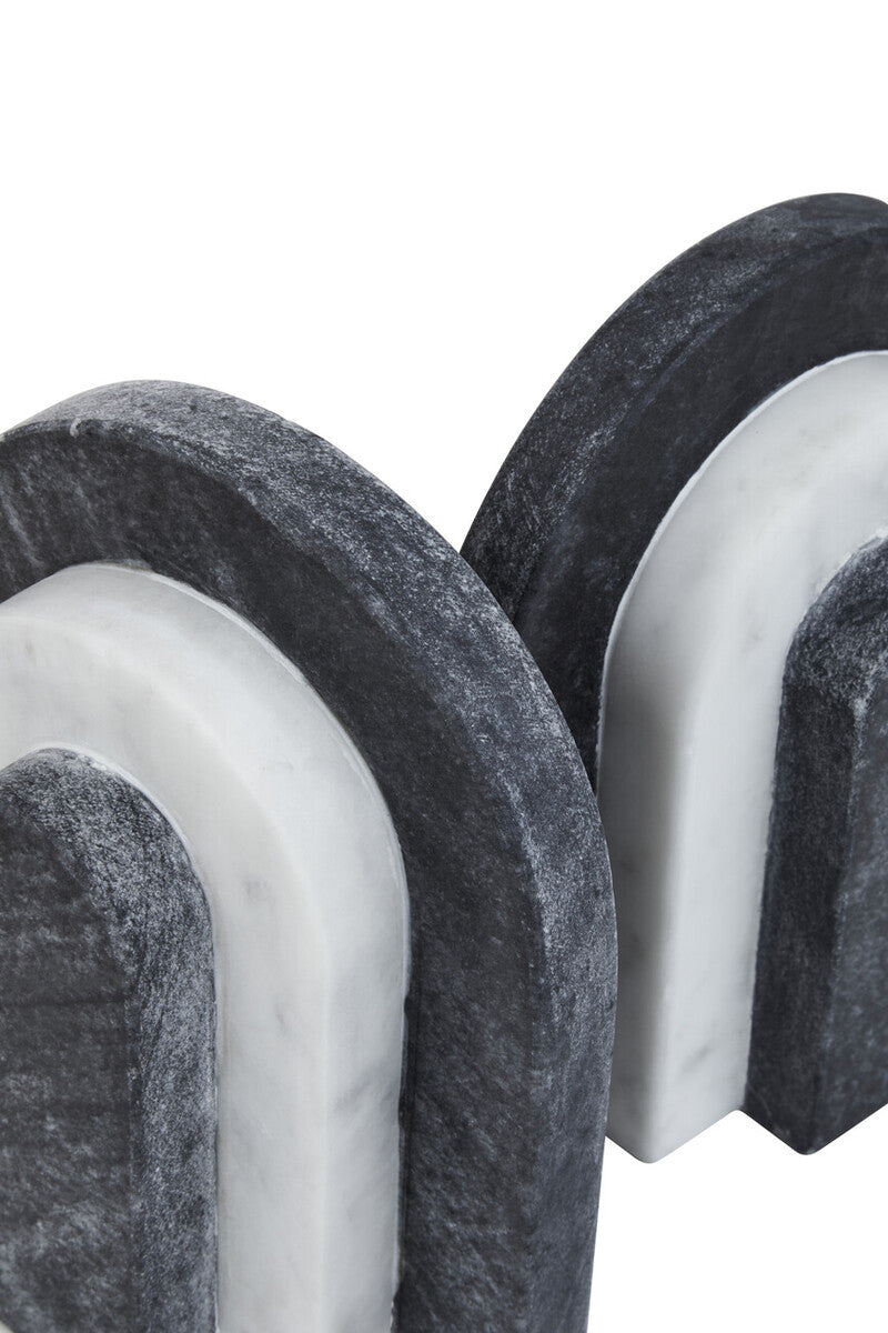 Oxana Black and White Marble Bookends