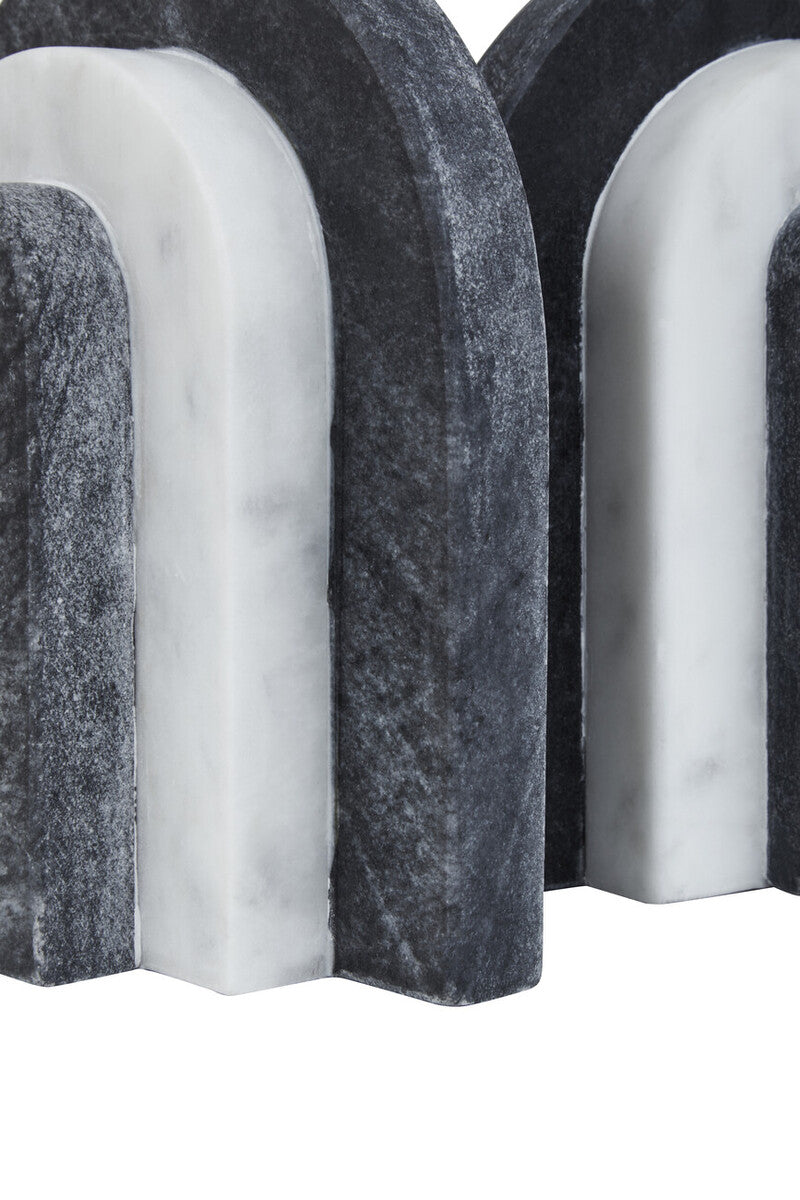 Oxana Black and White Marble Bookends