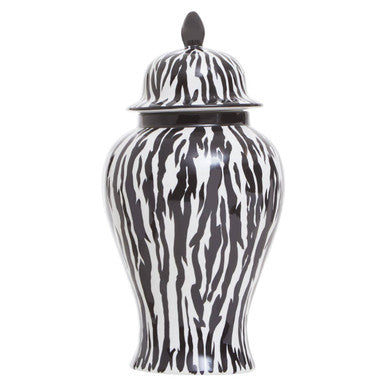 Vase with zebra pattern on a white background
