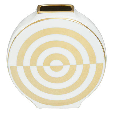 Curva Gold and White Ceramic Round Vase - Image 6