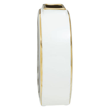 Curva Gold and White Ceramic Round Vase - Image 7
