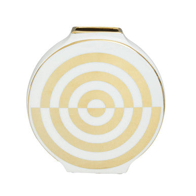 Curva Gold and White Ceramic Round Vase - Image 2
