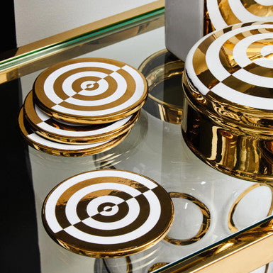 Curva Gold and White Set Of Four Coasters - Image 2