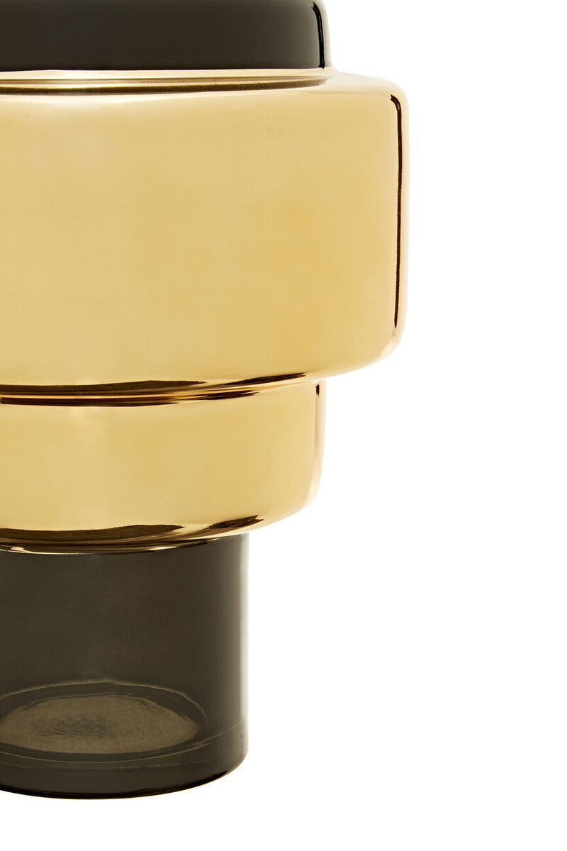 Cayden Small Smoked Black And Gold Vase