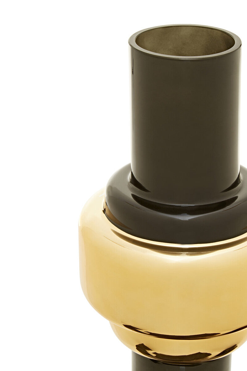Cayden Large Smoked Black And Gold Vase