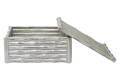 Wooden box with a lid on a white background