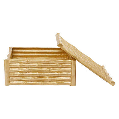Bamboo box with lid on a white background