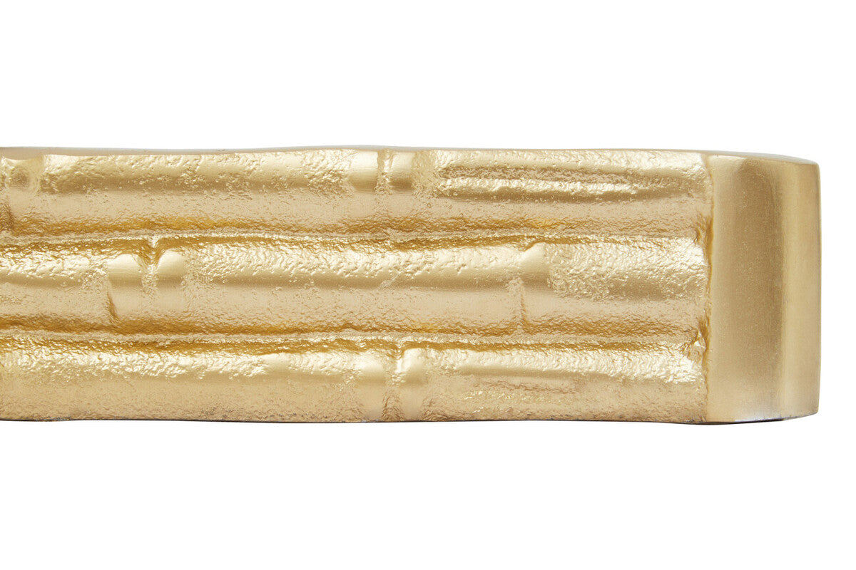 Hiba Gold Finish Bamboo Effect Mirrored Tray