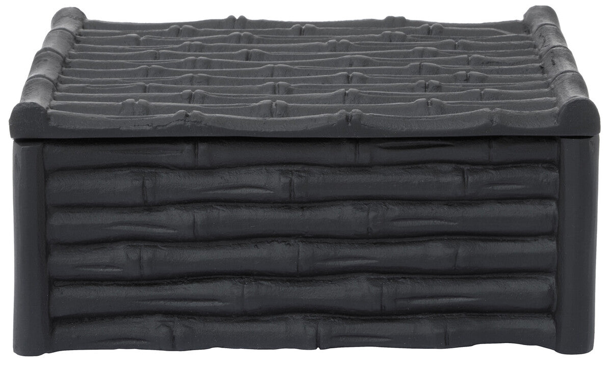 Hiba Large Black Finish Bamboo Effect Trinket Box