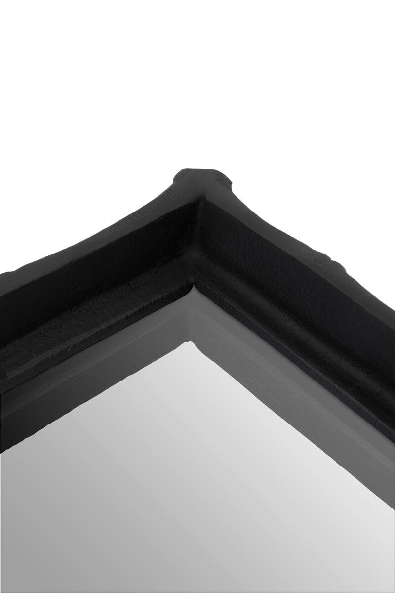 Hiba Black Finish Bamboo Effect Mirrored Tray