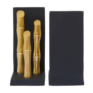 Hiba Set Of Two Gold Finish Bamboo Effect Bookends