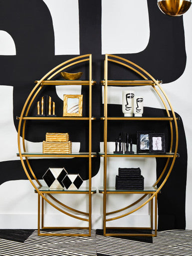 Hiba Set Of Two Gold Finish Bamboo Effect Bookends