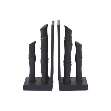 Black bamboo-style bookends on a white background