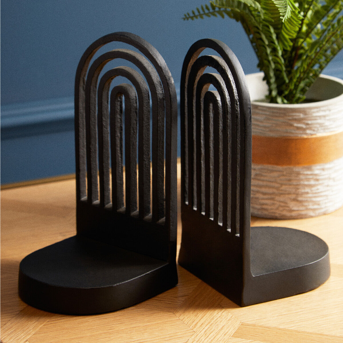 Rubi Set Of Two Black Finish Arched Bookends - Image 2