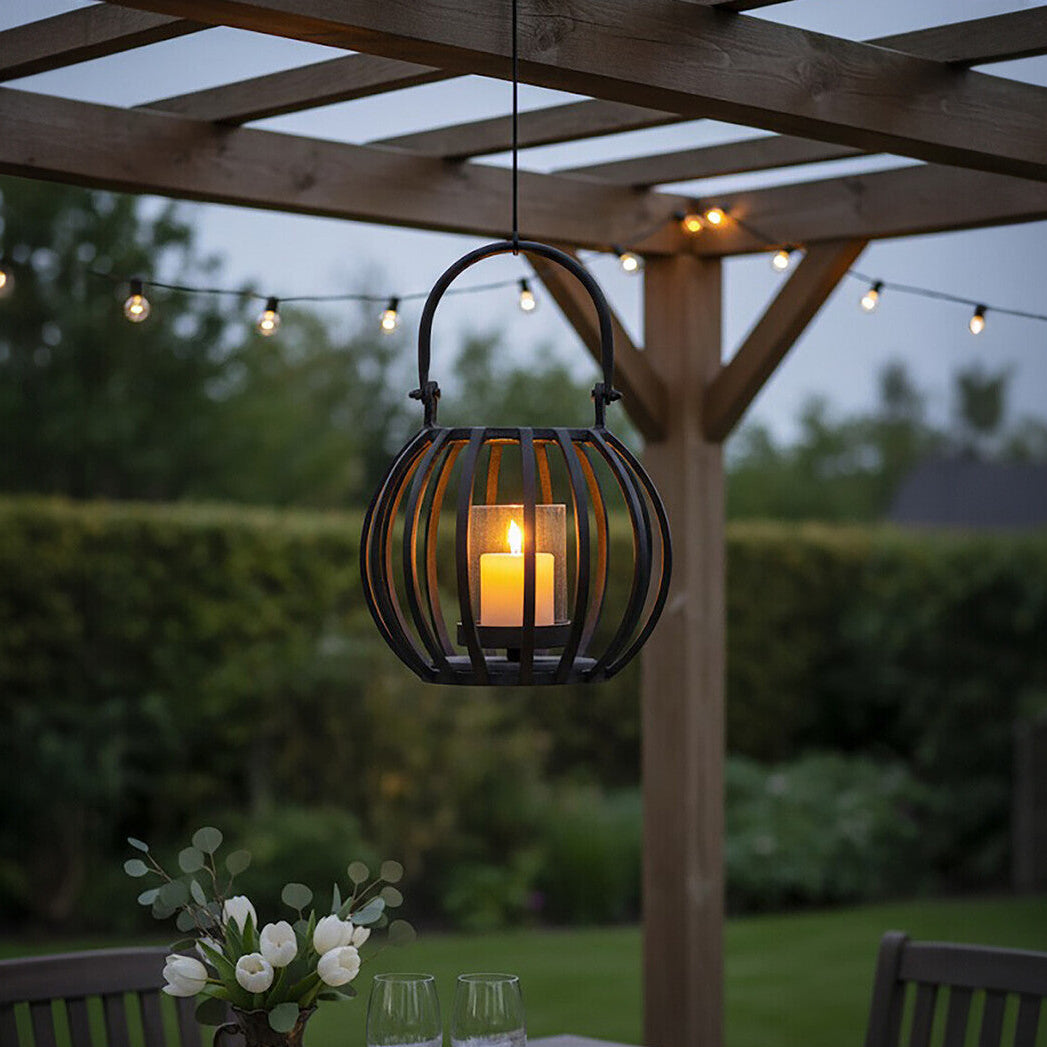 Aura Small Matte Black Finish Lantern - Image 2