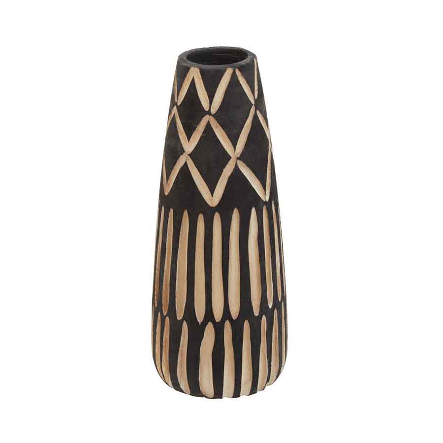 Arlo Small Engraved Wooden Vase.