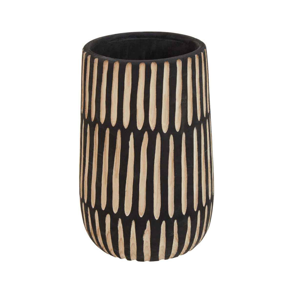 Arlo Large Natural And Black Wooden Vase