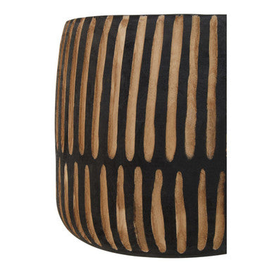 Arlo Large Engraved Natural And Black Wooden Planter - Image 6