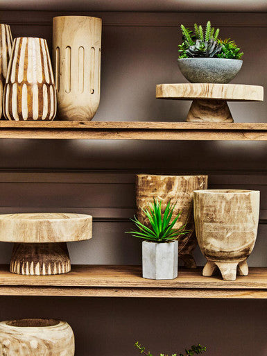 Arlo Natural Engraved Wooden Vase.