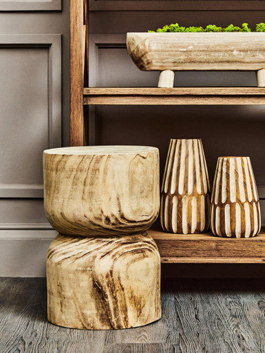 Arlo Large Wooden Engraved Vase - Image 4