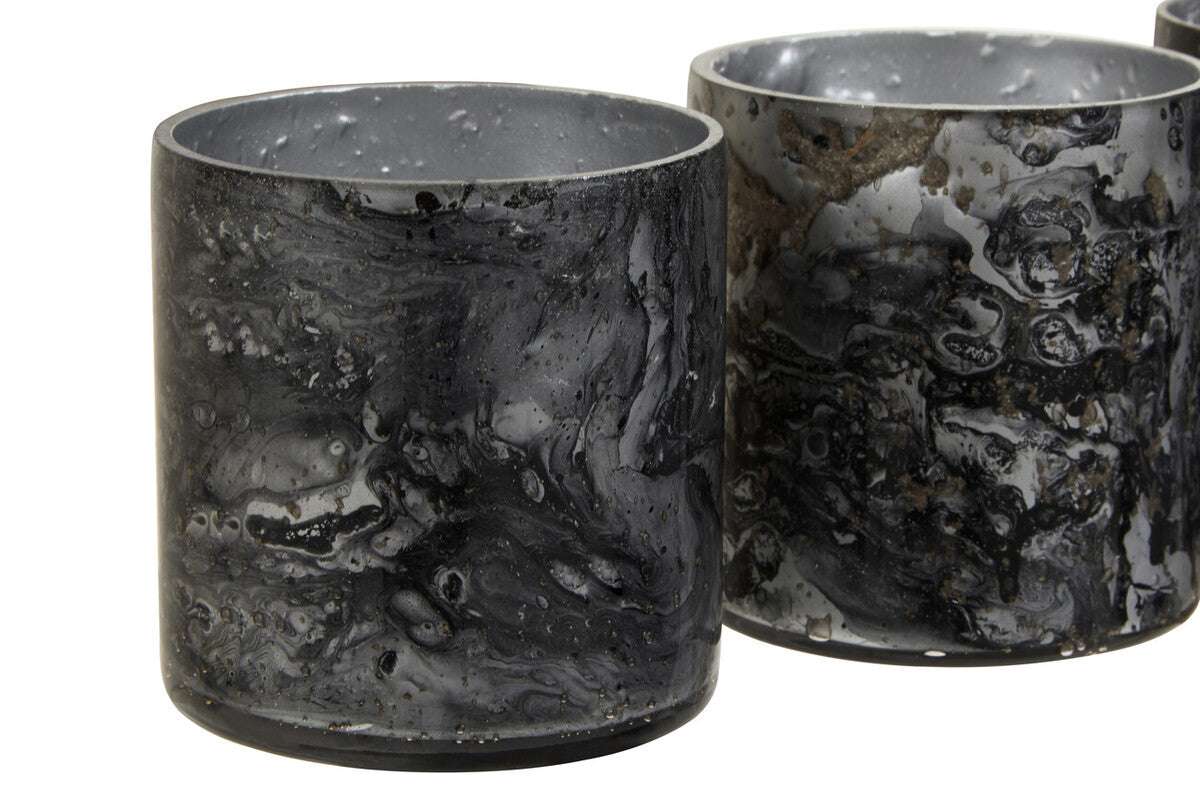 Garan Set Of 3 Grey Tealight Holders