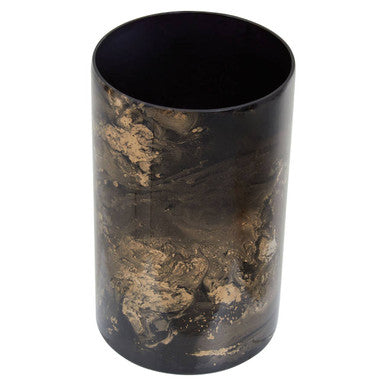 Gaia Black And Gold Marble Effect Large Candle Holder