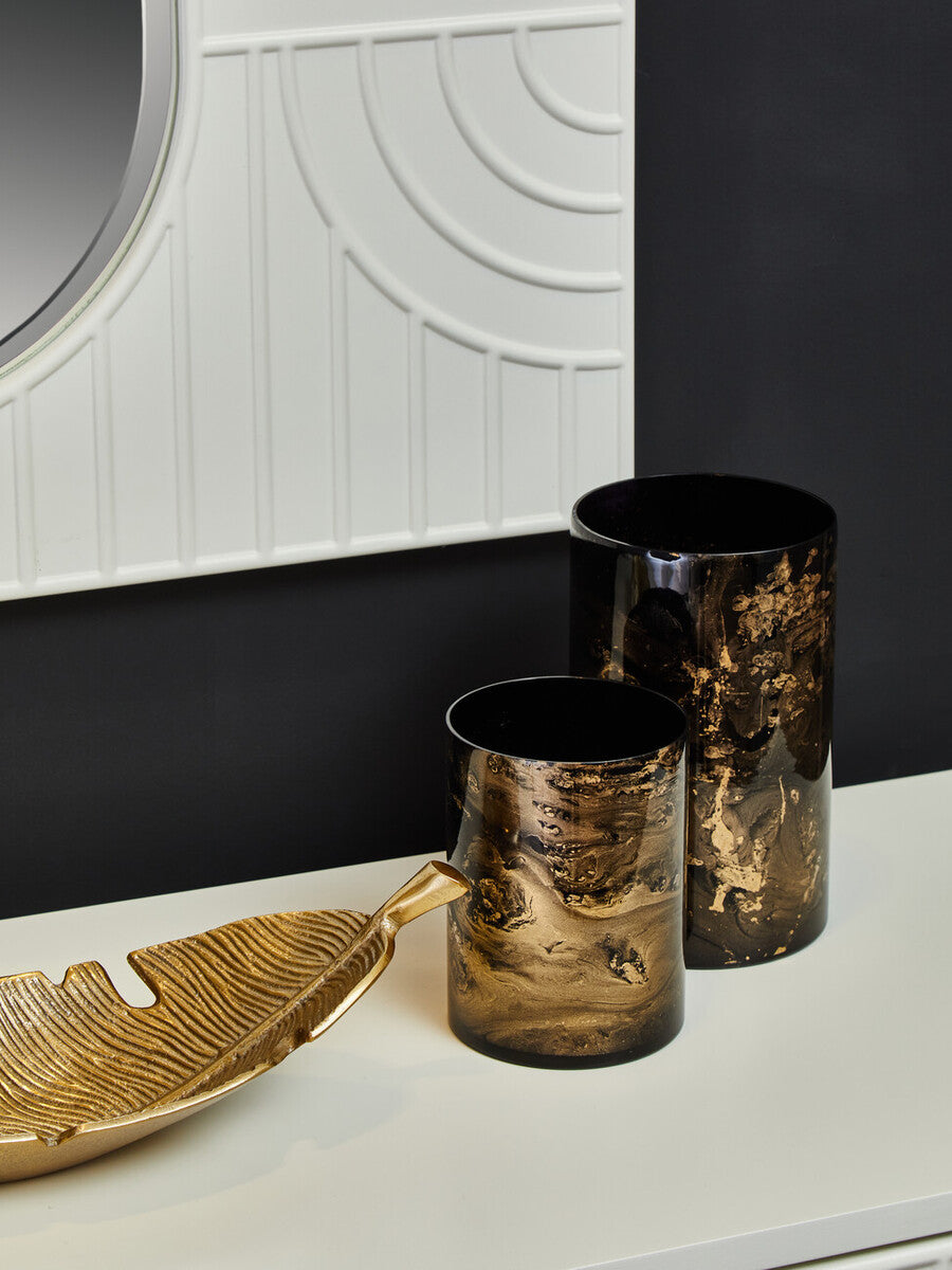 Gaia Black And Gold Large Candle Holder