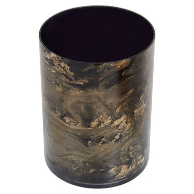 Gaia Black And Gold Marble Effect Small Candle Holder