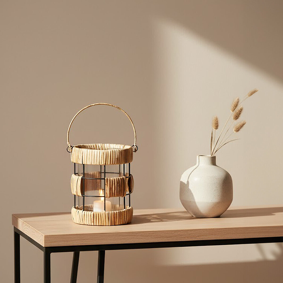 Kuta Natural And Black Small Lantern